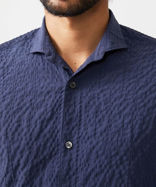 MICHEL KLEIN HOMME (ミッシェルクランオム)の「シアーサッカー調長袖シャツ(Tシャツ/カットソー・メンズ・ブルー/ベージュ/ネイビー・MEDIUM/LARGE/X-LARGE)」の15枚目の写真