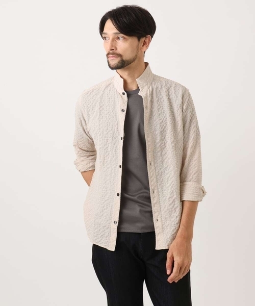 MICHEL KLEIN HOMME (ミッシェルクランオム)の「シアーサッカー調長袖シャツ(Tシャツ/カットソー・メンズ・ブルー/ベージュ/ネイビー・MEDIUM/LARGE/X-LARGE)」の11枚目の写真