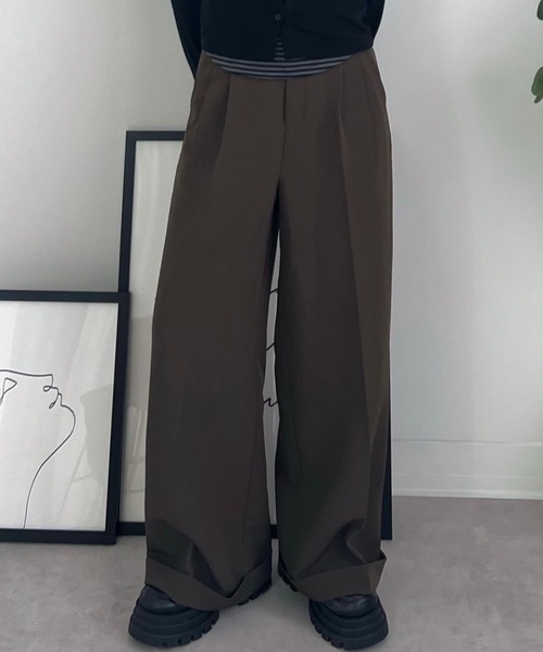 ZOZOMARKET(ゾゾマーケット)の「ZOZOMARKET by tomoka - ジョーゼットストレートスラックスパンツ(スラックス・レディース・ブラウン・マルチサイズ)」の2枚目の写真