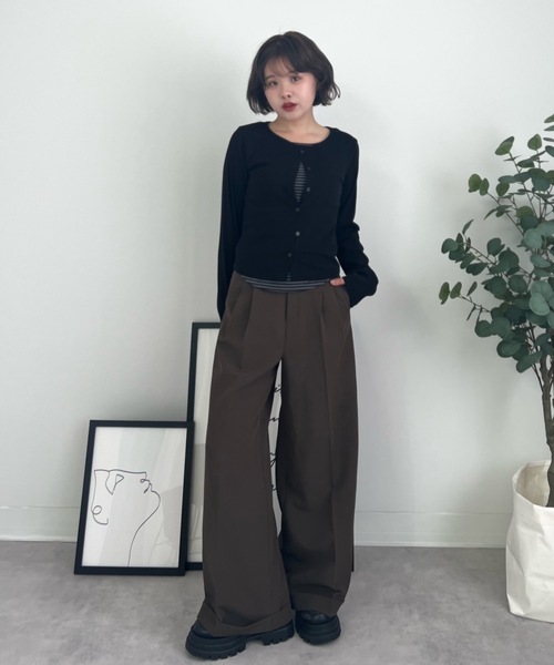 ZOZOMARKET(ゾゾマーケット)の「ZOZOMARKET by tomoka - ジョーゼットストレートスラックスパンツ(スラックス・レディース・ブラウン・マルチサイズ)」の3枚目の写真