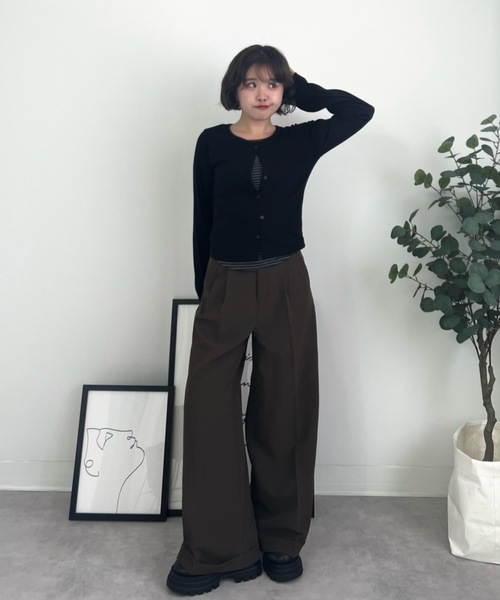 ZOZOMARKET(ゾゾマーケット)の「ZOZOMARKET by tomoka - ジョーゼットストレートスラックスパンツ(スラックス・レディース・ブラウン・マルチサイズ)」の4枚目の写真