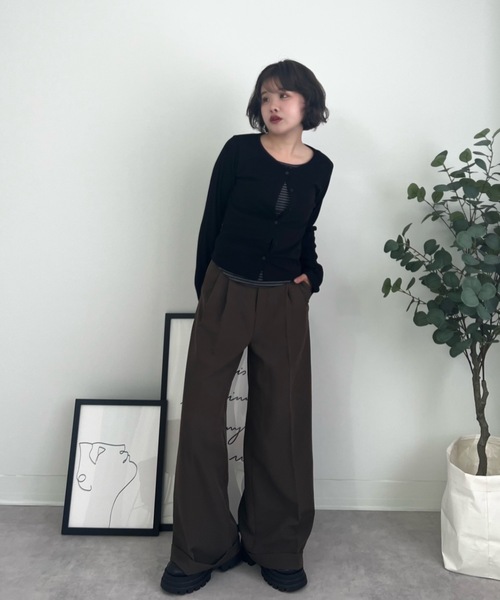 ZOZOMARKET(ゾゾマーケット)の「ZOZOMARKET by tomoka - ジョーゼットストレートスラックスパンツ(スラックス・レディース・ブラウン・マルチサイズ)」の5枚目の写真
