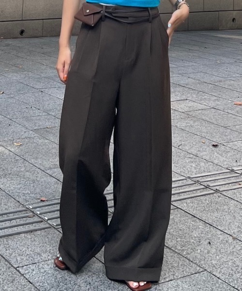 ZOZOMARKET(ゾゾマーケット)の「ZOZOMARKET by tomoka - ジョーゼットストレートスラックスパンツ(スラックス・レディース・ブラウン・マルチサイズ)」の10枚目の写真