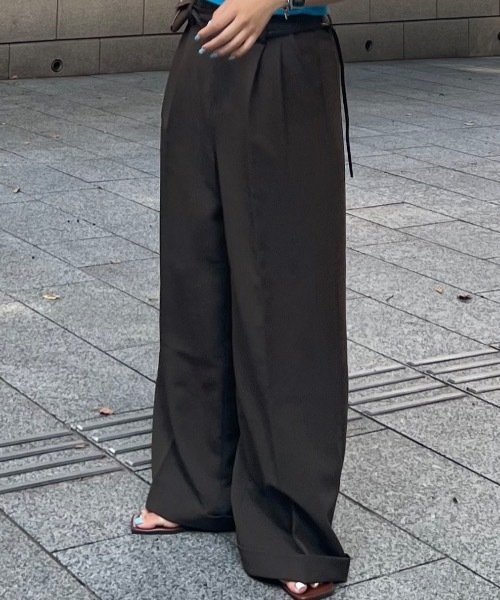 ZOZOMARKET(ゾゾマーケット)の「ZOZOMARKET by tomoka - ジョーゼットストレートスラックスパンツ(スラックス・レディース・ブラウン・マルチサイズ)」の11枚目の写真
