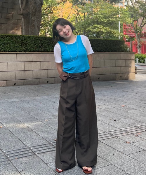 ZOZOMARKET(ゾゾマーケット)の「ZOZOMARKET by tomoka - ジョーゼットストレートスラックスパンツ(スラックス・レディース・ブラウン・マルチサイズ)」の13枚目の写真