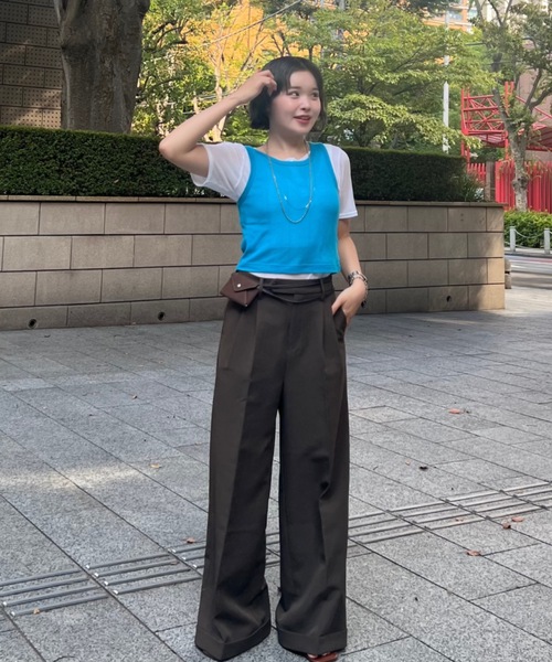 ZOZOMARKET(ゾゾマーケット)の「ZOZOMARKET by tomoka - ジョーゼットストレートスラックスパンツ(スラックス・レディース・ブラウン・マルチサイズ)」の14枚目の写真