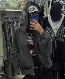 Never mind the XU | 【NMTXU】rhinestone design zip parka / 【エヌエムティーエックスユー】ラインストーンデザインダブルジップパーカー(パーカー)