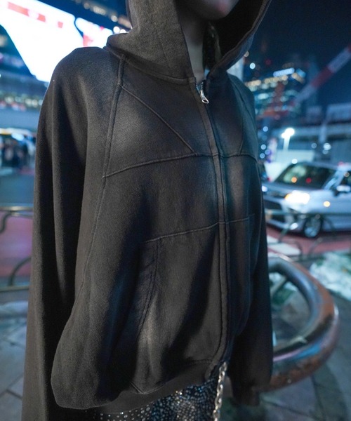 セール】【NMTXU】rhinestone design zip parka / 【エヌエムティー