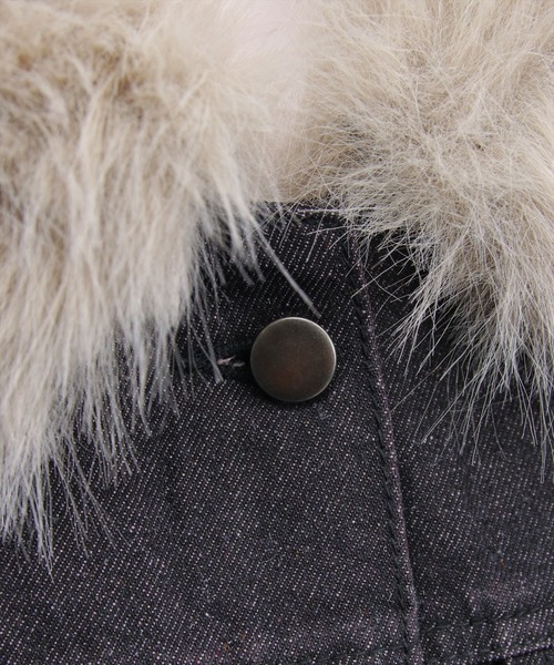 clear（クリア）の「デニムファージャケット(セット可)［大人 カジュアル 着回し力抜群］≪AW新作≫（デニムジャケット・レディース・ブラック/ブルー・F）」の17枚目の写真