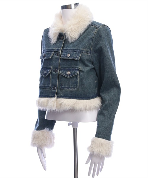 clear（クリア）の「デニムファージャケット(セット可)［大人 カジュアル 着回し力抜群］≪AW新作≫（デニムジャケット・レディース・ブラック/ブルー・F）」の7枚目の写真