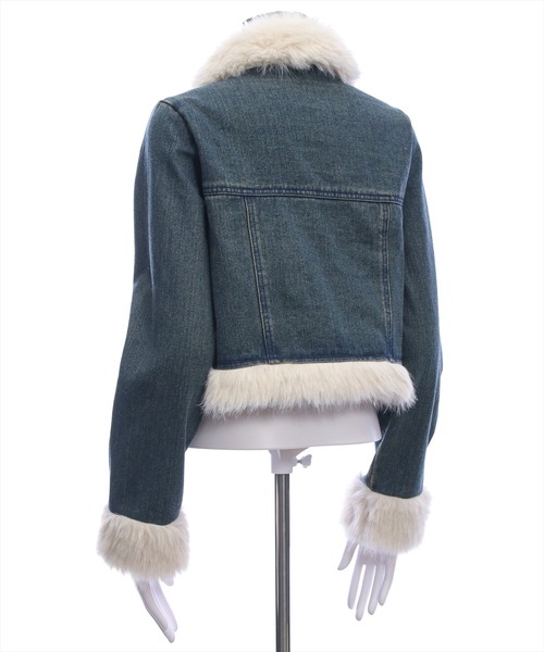 clear（クリア）の「デニムファージャケット(セット可)［大人 カジュアル 着回し力抜群］≪AW新作≫（デニムジャケット・レディース・ブラック/ブルー・F）」の9枚目の写真