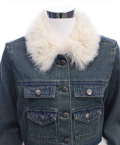 clear（クリア）の「デニムファージャケット(セット可)［大人 カジュアル 着回し力抜群］≪AW新作≫（デニムジャケット・レディース・ブラック/ブルー・F）」の11枚目の写真