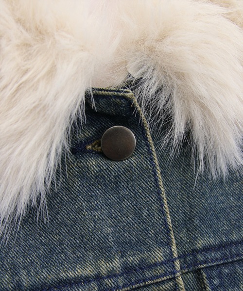 clear（クリア）の「デニムファージャケット(セット可)［大人 カジュアル 着回し力抜群］≪AW新作≫（デニムジャケット・レディース・ブラック/ブルー・F）」の16枚目の写真