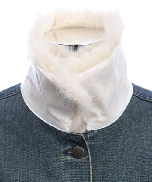 clear（クリア）の「デニムファージャケット(セット可)［大人 カジュアル 着回し力抜群］≪AW新作≫（デニムジャケット・レディース・ブラック/ブルー・F）」の12枚目の写真