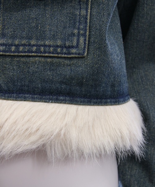 clear（クリア）の「デニムファージャケット(セット可)［大人 カジュアル 着回し力抜群］≪AW新作≫（デニムジャケット・レディース・ブラック/ブルー・F）」の15枚目の写真