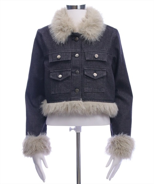 clear（クリア）の「デニムファージャケット(セット可)［大人 カジュアル 着回し力抜群］≪AW新作≫（デニムジャケット・レディース・ブラック/ブルー・F）」の18枚目の写真