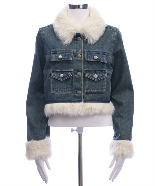 clear（クリア）の「デニムファージャケット(セット可)［大人 カジュアル 着回し力抜群］≪AW新作≫（デニムジャケット・レディース・ブラック/ブルー・F）」の6枚目の写真