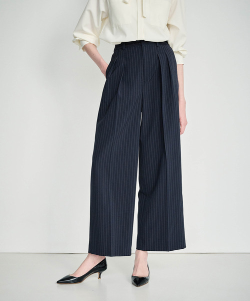 N.O.R.C（ノーク）の「ウォッシャブル2タックルーミーパンツ【CLEAN MOTION】（スラックス・レディース・ブラック/ブラウン/ストライプ・S/M/L）」の4枚目の写真