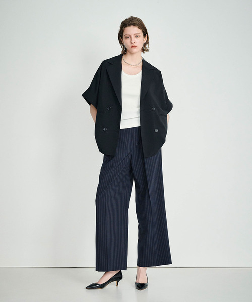 N.O.R.C（ノーク）の「ウォッシャブル2タックルーミーパンツ【CLEAN MOTION】（スラックス・レディース・ブラック/ブラウン/ストライプ・S/M/L）」の8枚目の写真