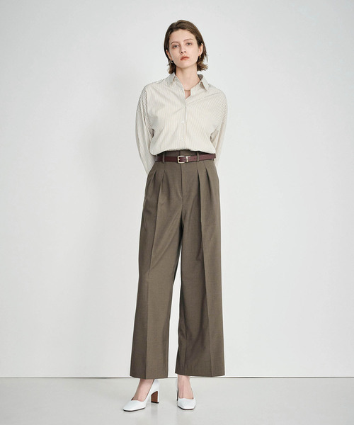 N.O.R.C（ノーク）の「ウォッシャブル2タックルーミーパンツ【CLEAN MOTION】（スラックス・レディース・ブラック/ブラウン/ストライプ・S/M/L）」の11枚目の写真