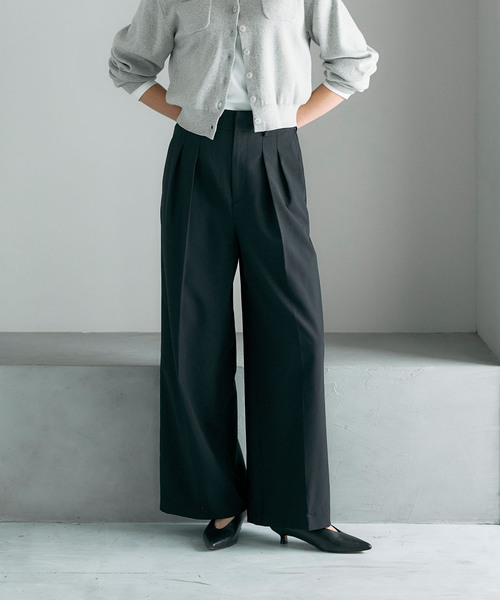 N.O.R.C（ノーク）の「ウォッシャブル2タックルーミーパンツ【CLEAN MOTION】（スラックス・レディース・ブラック/ブラウン/ストライプ・S/M/L）」の15枚目の写真