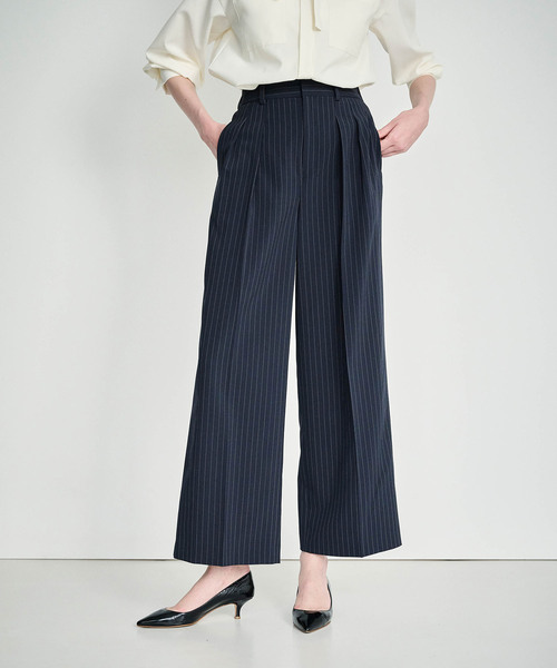 N.O.R.C（ノーク）の「ウォッシャブル2タックルーミーパンツ【CLEAN MOTION】（スラックス・レディース・ブラック/ブラウン/ストライプ・S/M/L）」の3枚目の写真