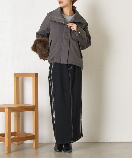 Jena espace merveilleux(ジェナ エスパスメルヴェイユ)の「【首元まであったか】中綿スタンドネックジャケット(その他アウター・レディース・ベージュ/チャコールグレー/ライトベージュ/グレー・FREE)」の21枚目の写真