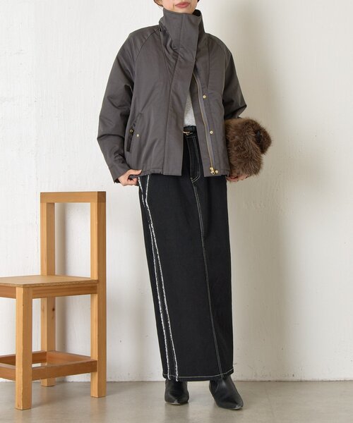 Jena espace merveilleux(ジェナ エスパスメルヴェイユ)の「【首元まであったか】中綿スタンドネックジャケット(その他アウター・レディース・ベージュ/チャコールグレー/ライトベージュ/グレー・FREE)」の22枚目の写真