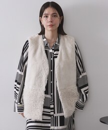 OPAQUE.CLIP | フェイクファー×フェイクボアドッキングジレ【洗濯機洗い可】(ベスト)