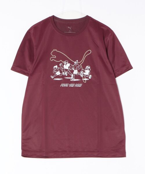 PUMA（プーマ）の「《PUMA》M RUN GRAPHIC ﾒｯｼｭ Tｼｬﾂ（Tシャツ/カットソー・メンズ・ブラック/レッド系その他・L/M/S/XL）」の2枚目の写真