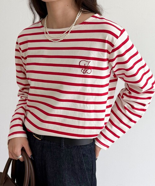 fredy emue(フレディエミュ)の「コンパクトボーダーロンTシャツ(Tシャツ/カットソー・レディース・ブラック系その他/ブルー系その他/ベージュ系その他/レッド系その他・38)」の4枚目の写真