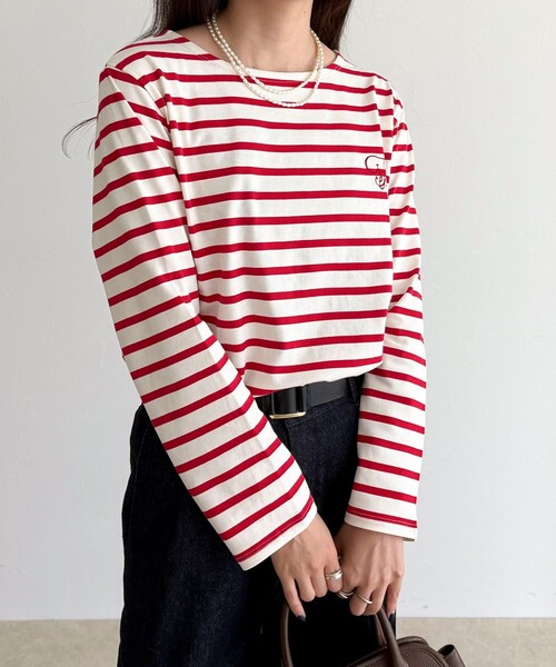 fredy emue(フレディエミュ)の「コンパクトボーダーロンTシャツ(Tシャツ/カットソー・レディース・ブラック系その他/ブルー系その他/ベージュ系その他/レッド系その他・38)」の8枚目の写真