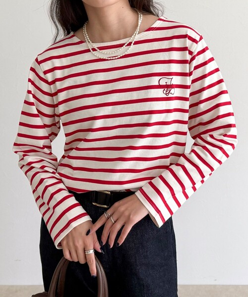 fredy emue(フレディエミュ)の「コンパクトボーダーロンTシャツ(Tシャツ/カットソー・レディース・ブラック系その他/ブルー系その他/ベージュ系その他/レッド系その他・38)」の9枚目の写真