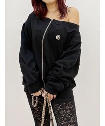 EVRIS | ジップアップオフショルトップス【セットアップ着用可能】(パーカー)