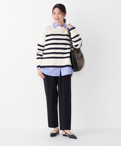 SHIPS Colors（シップス カラーズ）の「SHIPS Colors:〈手洗い可能〉TR/PU センタープレスイージー テーパード パンツ（その他パンツ・レディース・グレー/ベージュ/ネイビー・SMALL/MEDIUM）」の6枚目の写真