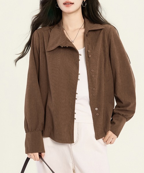 ONEP STAR(ワンピスター)の「アシメボタンバックタックブラウス(シャツ/ブラウス・レディース・テラコッタ・MEDIUM/X-LARGE/LARGE)」の3枚目の写真
