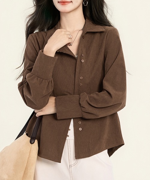 ONEP STAR(ワンピスター)の「アシメボタンバックタックブラウス(シャツ/ブラウス・レディース・テラコッタ・MEDIUM/X-LARGE/LARGE)」の5枚目の写真