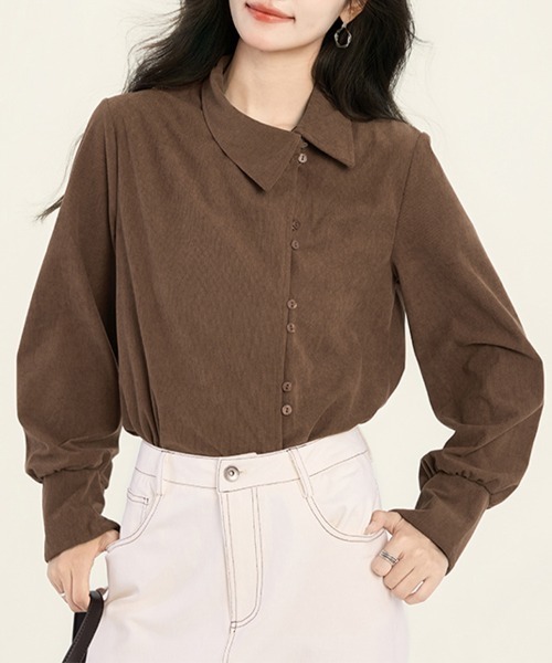 ONEP STAR(ワンピスター)の「アシメボタンバックタックブラウス(シャツ/ブラウス・レディース・テラコッタ・MEDIUM/X-LARGE/LARGE)」の6枚目の写真