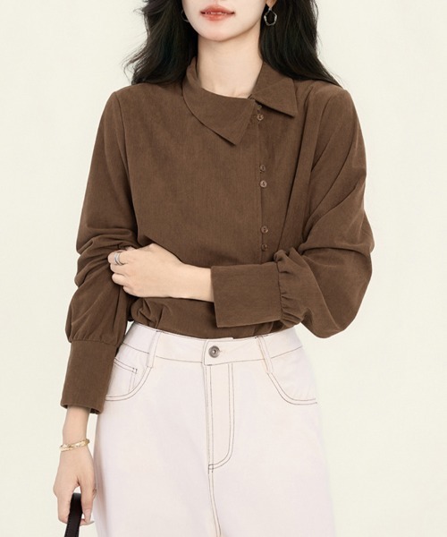 ONEP STAR(ワンピスター)の「アシメボタンバックタックブラウス(シャツ/ブラウス・レディース・テラコッタ・MEDIUM/X-LARGE/LARGE)」の10枚目の写真