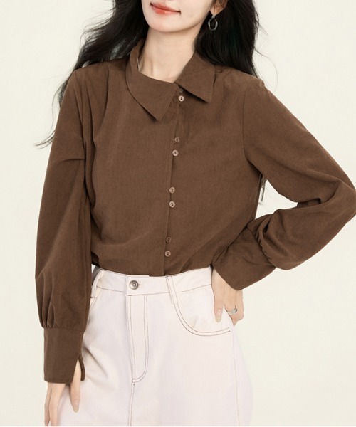 ONEP STAR(ワンピスター)の「アシメボタンバックタックブラウス(シャツ/ブラウス・レディース・テラコッタ・MEDIUM/X-LARGE/LARGE)」の4枚目の写真