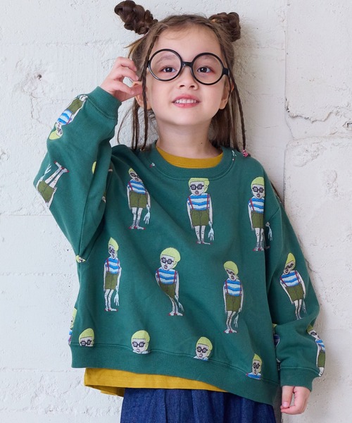 MARKEY'S（マーキーズ）の「ソウガラトレーナー（スウェット・キッズ・ピンク/キャメル/レッド/ホワイト/グリーン/ネイビー/ブラック/オフホワイト・80/90/95/100/110/120/130/140/150）」の4枚目の写真