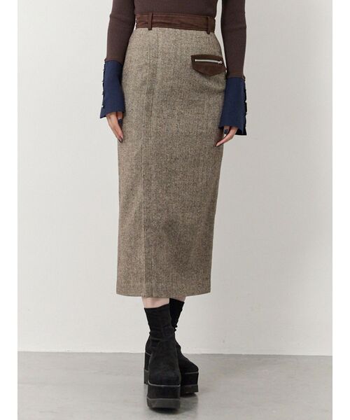 MURUA（ムルーア）の「MIXパターンスリットナロースカート（スカート・レディース・ブラック/ブラウン・1/2）」の2枚目の写真