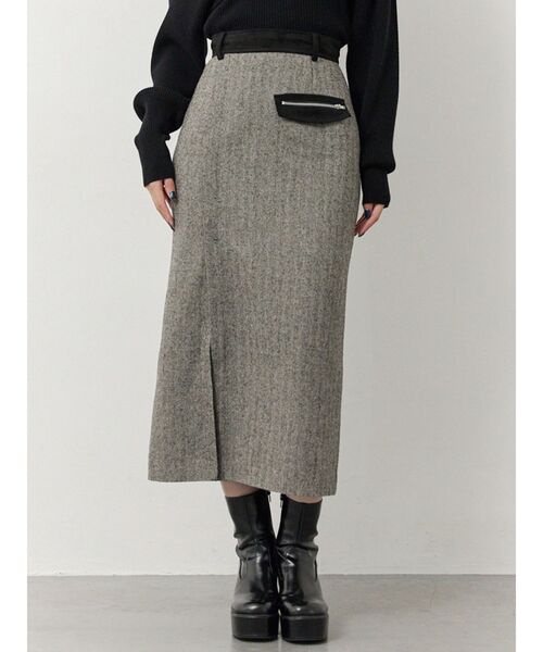 MURUA（ムルーア）の「MIXパターンスリットナロースカート（スカート・レディース・ブラック/ブラウン・1/2）」の3枚目の写真