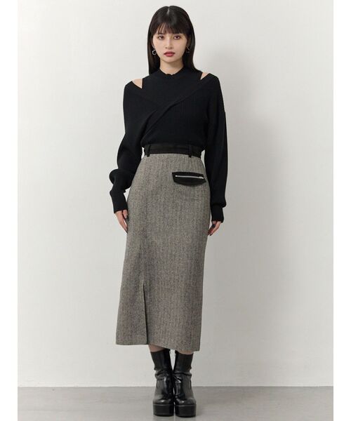 MURUA（ムルーア）の「MIXパターンスリットナロースカート（スカート・レディース・ブラック/ブラウン・1/2）」の6枚目の写真