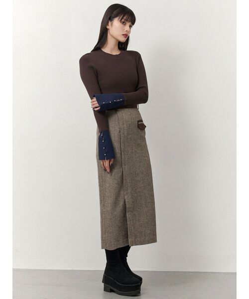 MURUA（ムルーア）の「MIXパターンスリットナロースカート（スカート・レディース・ブラック/ブラウン・1/2）」の8枚目の写真