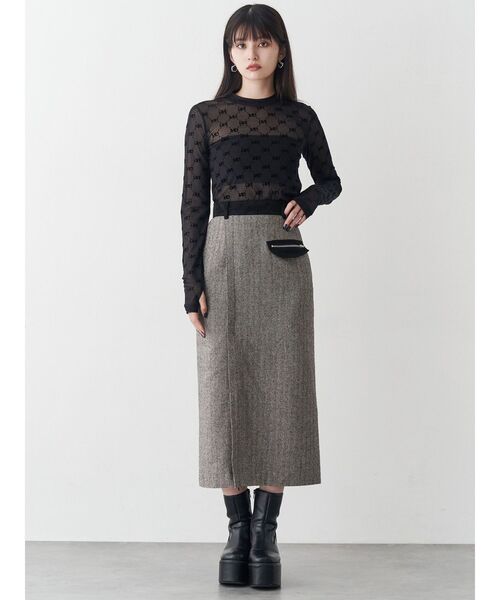 MURUA（ムルーア）の「MIXパターンスリットナロースカート（スカート・レディース・ブラック/ブラウン・1/2）」の9枚目の写真