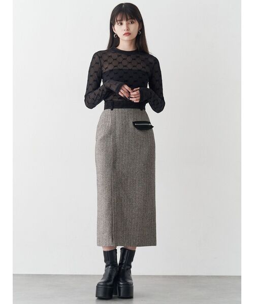 MURUA（ムルーア）の「MIXパターンスリットナロースカート（スカート・レディース・ブラック/ブラウン・1/2）」の10枚目の写真