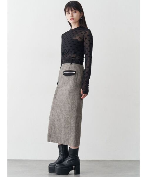 MURUA（ムルーア）の「MIXパターンスリットナロースカート（スカート・レディース・ブラック/ブラウン・1/2）」の11枚目の写真