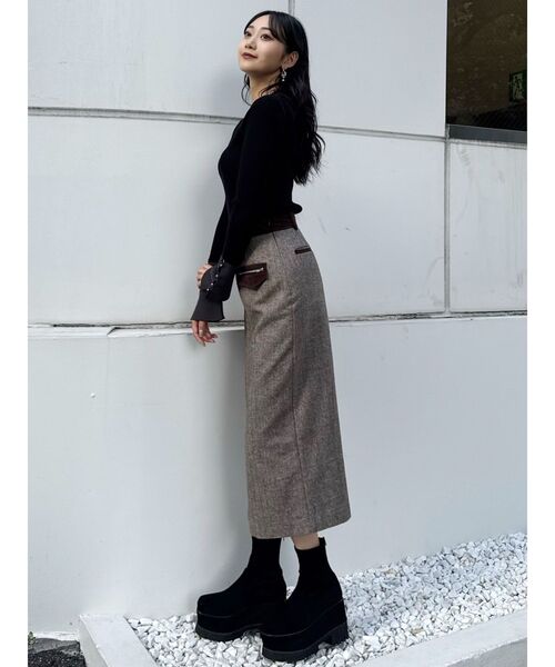 MURUA（ムルーア）の「MIXパターンスリットナロースカート（スカート・レディース・ブラック/ブラウン・1/2）」の15枚目の写真