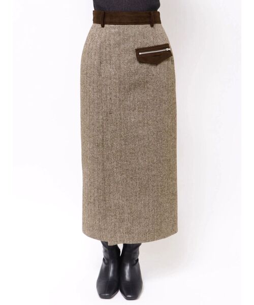 MURUA（ムルーア）の「MIXパターンスリットナロースカート（スカート・レディース・ブラック/ブラウン・1/2）」の20枚目の写真